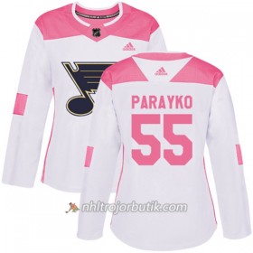Dame Ishockey St. Louis Blues Tröja Colton Parayko 55 Adidas 2017-2018 Vit Rosa Fashion Authentic